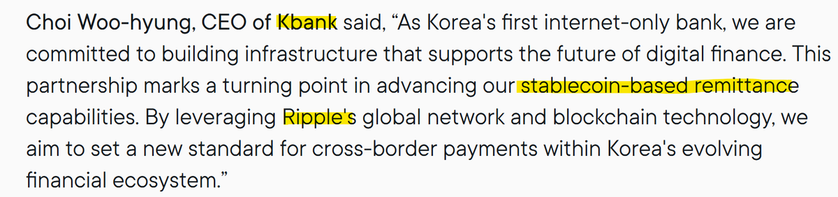 Kevin_Cage_'s tweet image. $XRP is the third asset on @Official_Upbit by volume. Upbit is the largest crypto exchange in South Korea

- $RLUSD already live on Coinone
- Kbank (Exclusive banking partner for Upbit) deployed #Ripple Custody
- Kbank pushing stablecoin remittance
- Upbit already lists $USDT &amp;amp;