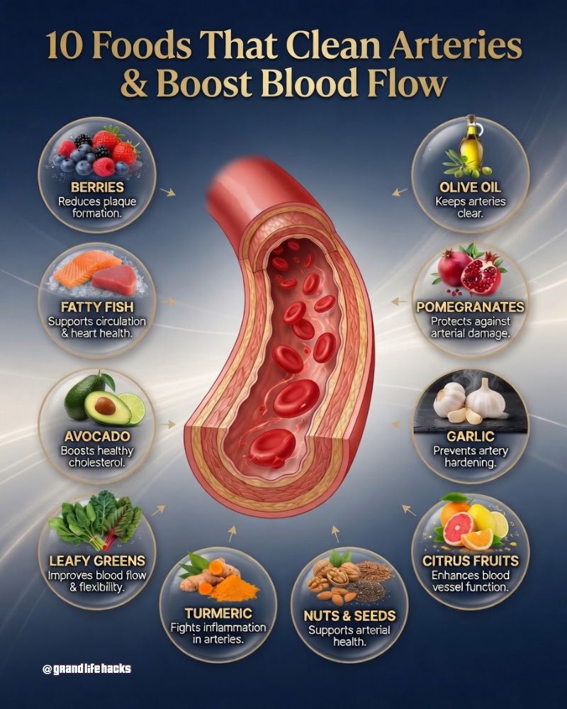 GrandLifeHacks's tweet image. 10 Healthy Foods that Cleanse Arteries and Boost Blood Flow Throughout the Body.  
#healthtips #holistichealth #hearthealth