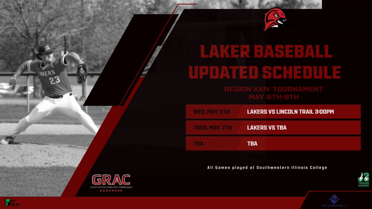 LLCAthletics's tweet photo. Lakers begin Region XXIV Tournament as the 3 seed as they travel to Belleville, Illinois to take on Lincoln Trail tomorrow for a 3:00pm start. 

#LakerUp #L4L https://t.co/O68sekd2oJ