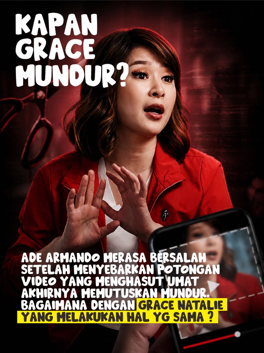 kenhans03's tweet photo. Setelah Ade Armando mundur, kapan nih Grace Natalie juga mundur ?

Bertanya dengan nada lembut selembut kata GN...🫢

#PenjarakanGraceNatalie https://t.co/gk7vrldRx1