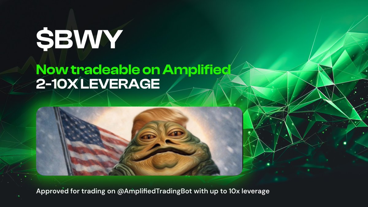 Be With You Approved For Amplified Trading

$BWY is now available to trade on Amplified Bot.

Trade up to 10x leverage through the Amplified Telegram bot.