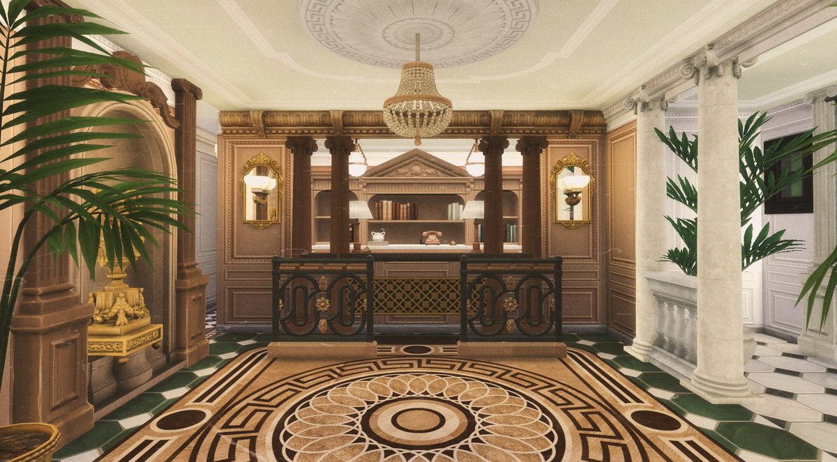 Danielsims_'s tweet photo. Hi! 4 pictures of the inside of the ocean liner SS Island of Erviede. Pics 1 and 2 are from the 1st class main staircase. Pics 3 and 4 are from the 1st class reception room: first, what you would see right after crossing the gates and then, the recepcion desk/inquiries office 🥰 https://t.co/198gTE7gew