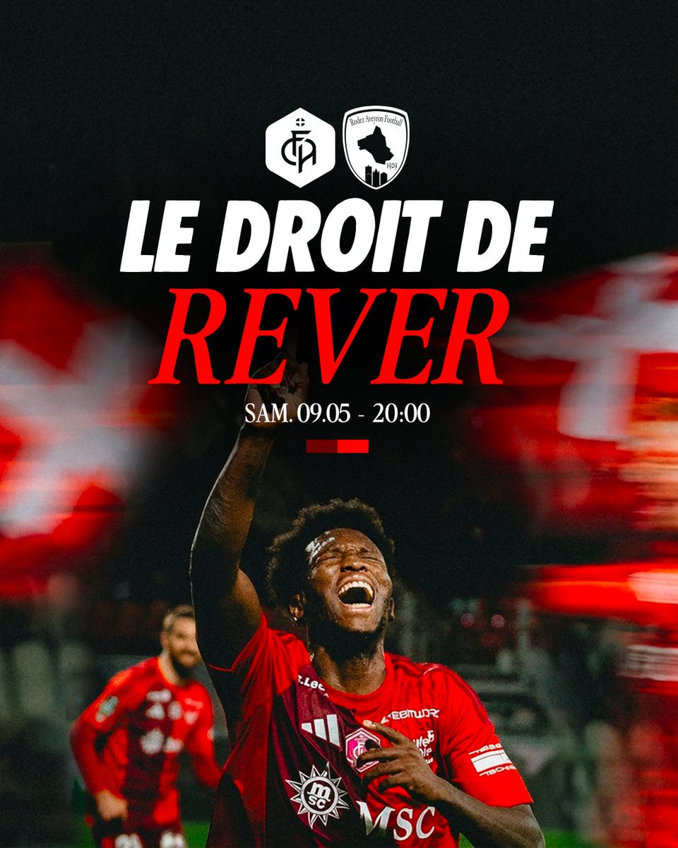 FCAnnecy's tweet photo. 𝗗𝗲𝗿𝗻𝗶è𝗿𝗲 𝗷𝗼𝘂𝗿𝗻é𝗲. 𝗧𝗼𝘂𝘁 𝗲𝘀𝘁 𝗲𝗻𝗰𝗼𝗿𝗲 𝗽𝗼𝘀𝘀𝗶𝗯𝗹𝗲.
Et si on se donnait le droit de rêver !

🆚 RAF - Rodez Aveyron Football
📅 Samedi 9 Mai – 20h00
📍 Parc des Sports
🎟️ https://t.co/cqMECmfJow https://t.co/DDfZP2n42U