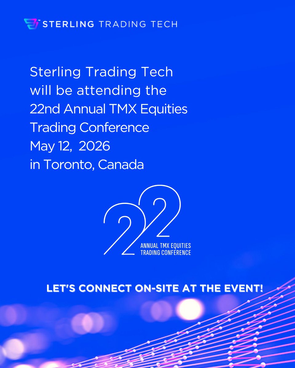SterlingSTT's tweet image. We’re looking forward to connecting with Canadian market participants and discussing the latest developments shaping equity trading.

If you’re attending, let’s connect on-site!
#fintech #sterling