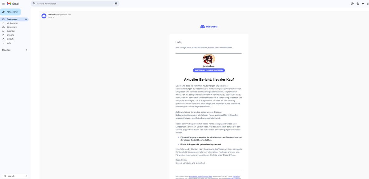 JunaFurkuro's tweet photo. ‼️BITTE AUFPASSEN! ‼️auf Discord gehen wieder Hackers rum die euch versuchen mit Angst zu bekommen! https://t.co/B0OVscXmn2