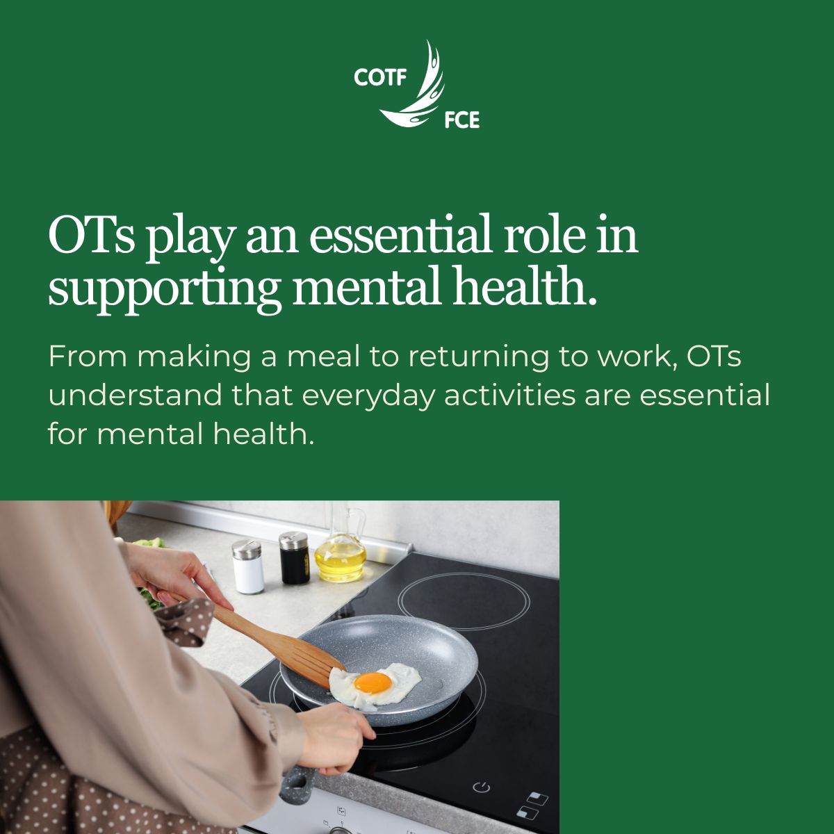 COTFFCE's tweet photo. Did you know occupational therapists play an important role in #MentalHealth care? OTs help support people not just by treating symptoms, but by helping them rebuild their daily lives. #MentalHealthWeek https://t.co/BO0oNCoBXc