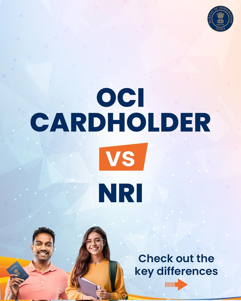 BOIndiaOfficial's tweet photo. OCI Cardholder vs NRI -  understand the key distinctions in rights, responsibilities, and restrictions.

#OCICardholder #NRI https://t.co/WI3pFnhaJ5