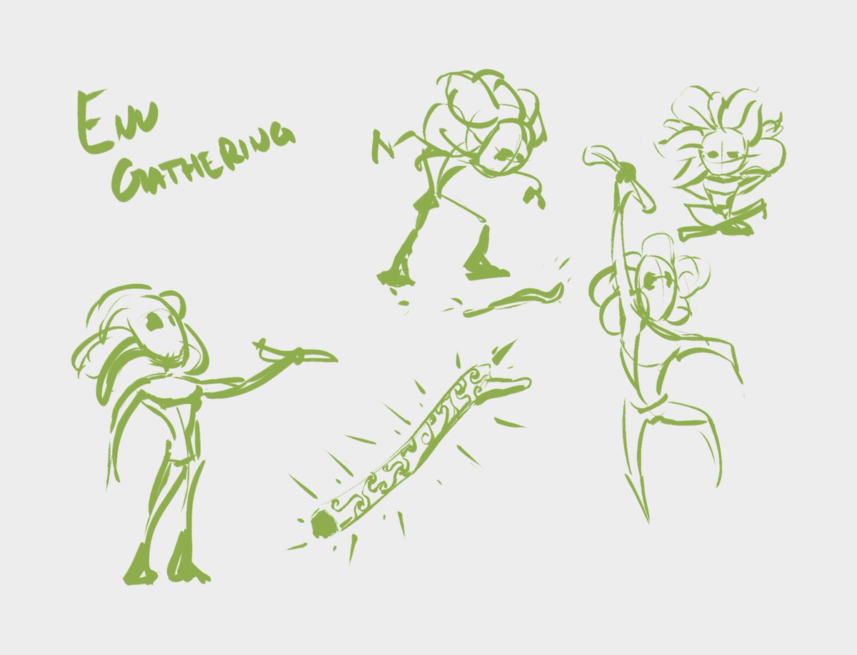 WildAtHardt's tweet image. Enu’s are childlike forest creatures who collect trash as treasure and paint everything they find. #oc #conceptart #indiedev