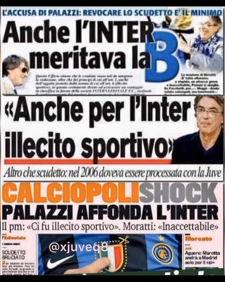 Purtroppo, in Italia non esiste la giustizia sportiva. L'Inter è la vera ladra in Italia, e tutti chiudono un occhio su ciò che è evidente a tutti. Persino un cieco lo vedrebbe.

La Juventus è innocente, ma la mafia che segue l'Inter non lo vuole
#FIGC #5maggio #juventus #Rocchi