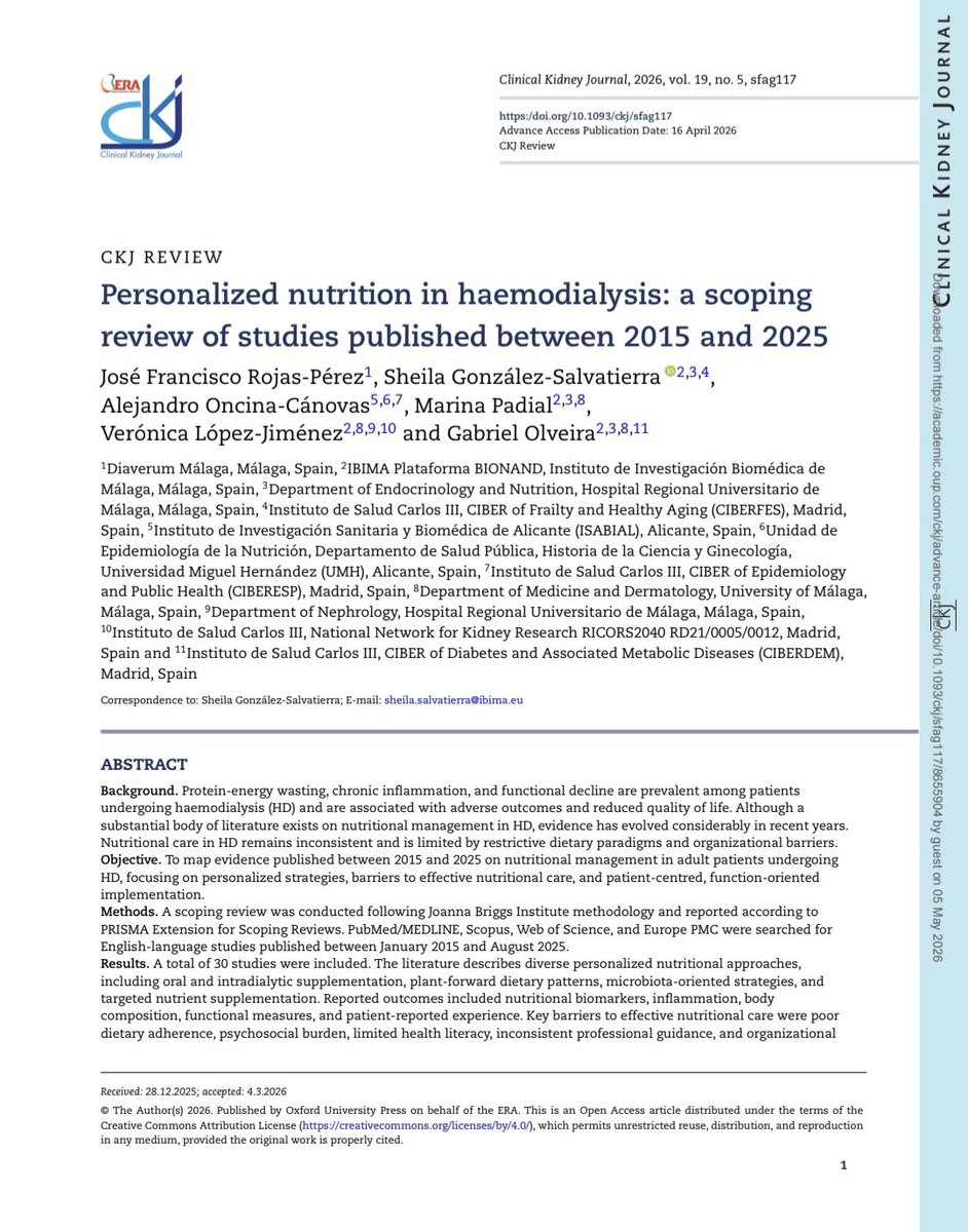 Jfranrojas2's tweet photo. 🚨 Final version published
Hemodialysis nutrition is still too rigid.
Real-world barriers demand personalized, patient-centred solutions.
We provide the roadmap.
https://t.co/xqDvcV0oxC https://t.co/1XdU5CsGtL
