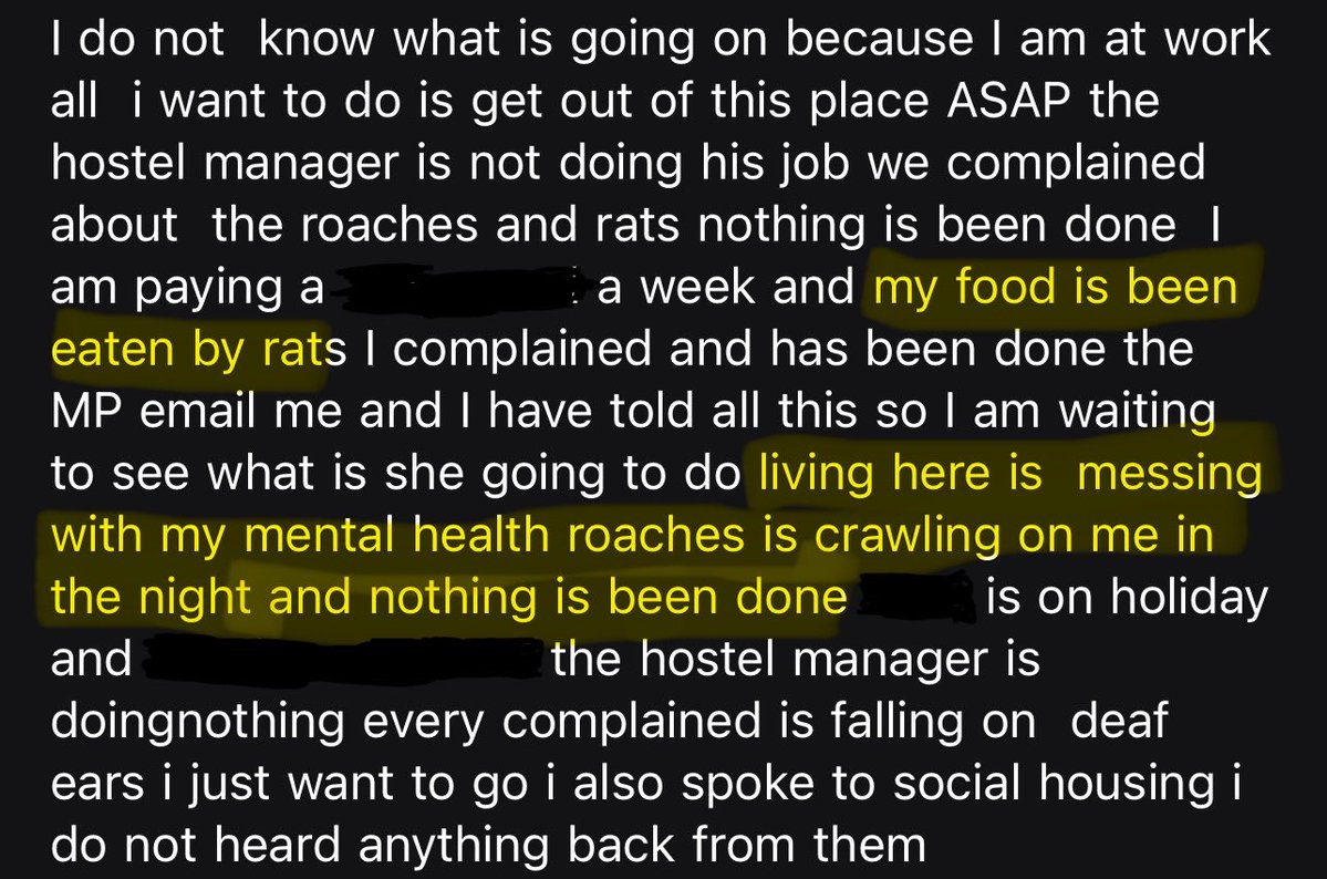 🚨 Lambeth Council have been housing homeless and vulnerable individuals in disgusting conditions at Kenbury House. 

A resident woke to cockroaches crawling on them and rats have been eating their food. 

I have complained to Lambeth over months about the state of the