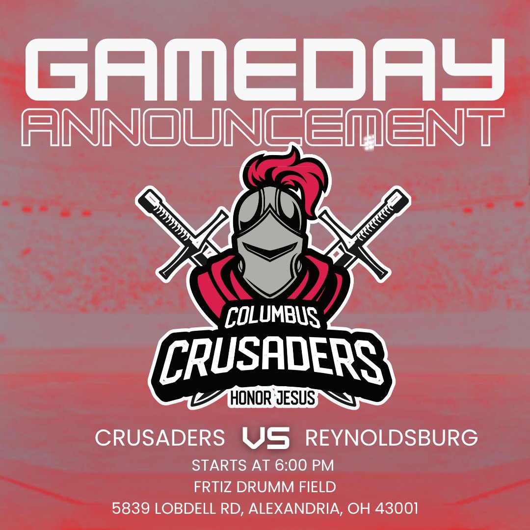 cbuscrusaders's tweet photo. Ready for some action! ⚾️

🔥 Game #4: May 6th vs Reynoldsburg
📍 Fritz Drumm Field - 5839 Lobdell Rd, Alexandria, OH 43001
⏰ 6:00 PM

SEE YOU THERE!!!

#LetTheGamesBegin #10UBaseballFamily #Crusaders10U #honorjesus https://t.co/gMOMQ269pc