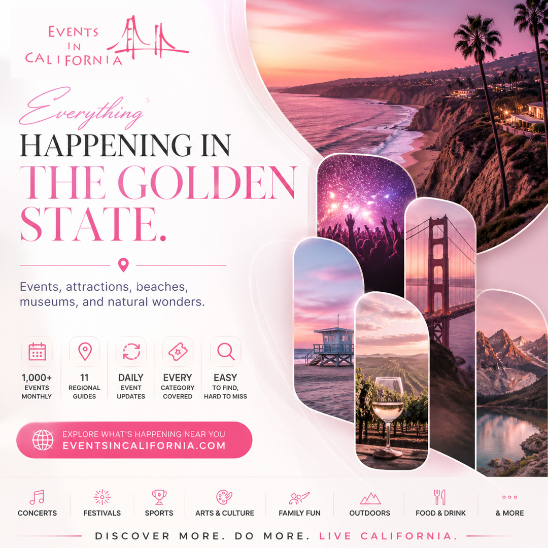 EventsInCali's tweet image. California’s Best Events 2026 | Live Music, Festivals, Sports &amp;amp; Family Fun!

#californiaevents #cali #losangeles #music #festival #food #foodie #foodlover #marketplace #travel #hotel #concert #sports #family #familyfun #outdoors #sandiego #sanfrancisco

eventsincalifornia.com