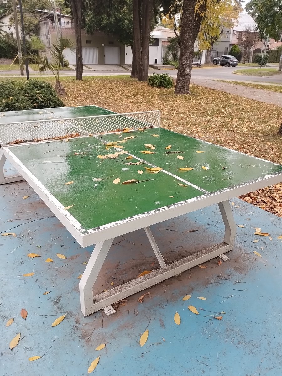 Hacer ejercicios de juego de tenis de mesa es muy exigente. Difícil aguantar más de 5 minutos. También es raro cuando juegas partidos por los puntos. Transpiras mucho. Quiero volver pero me da fiaca viajar. Y como se puede ver. Falta alguien con quien practicar en la plaza.