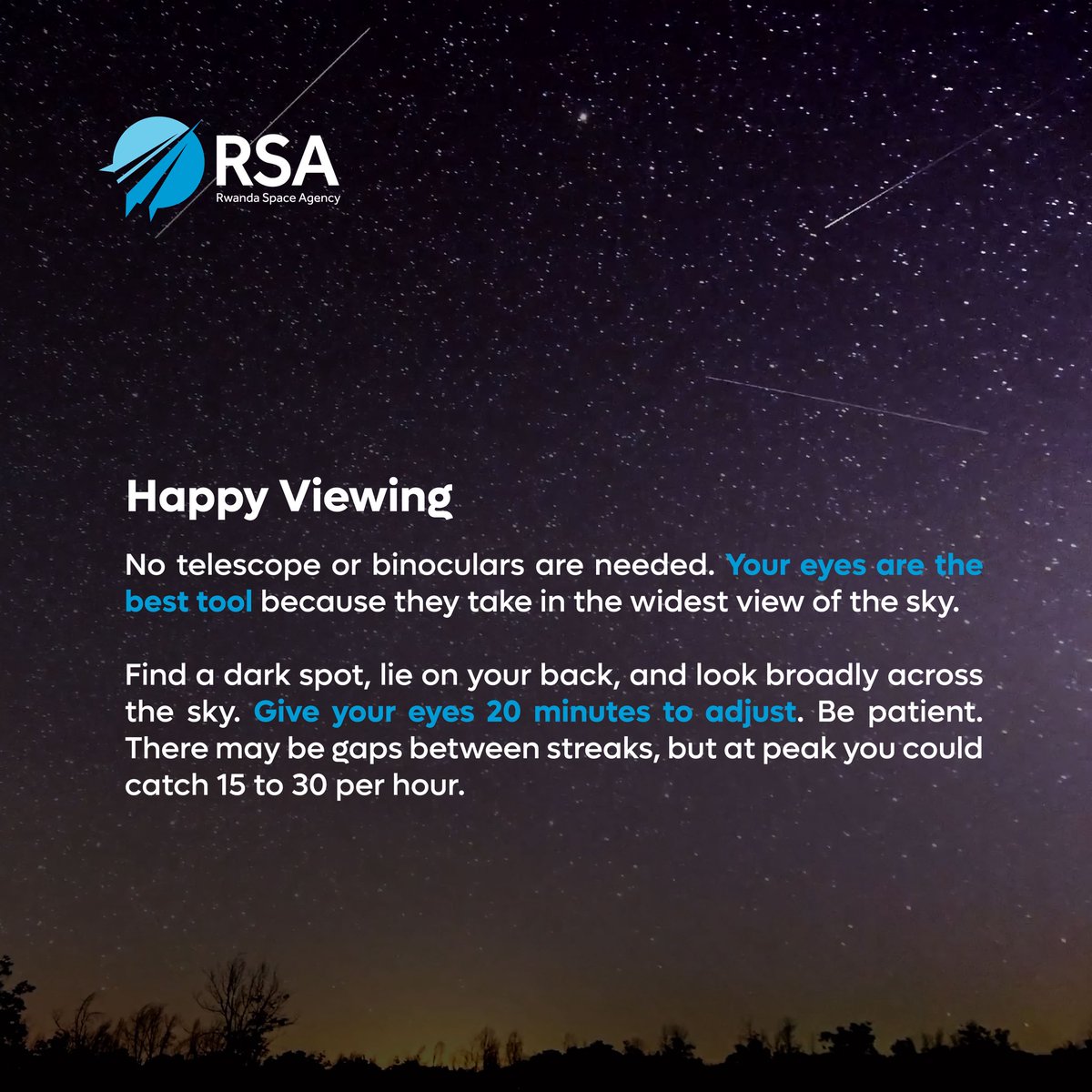 A meteor shower will appear in our skies tomorrow morning.

The Eta Aquariids - debris from Halley’s Comet - will peak in the early hours of 6 May 2026 (3:00–5:30 AM, UTC+2).

Also known as Kibonumwe in Kinyarwanda, these shooting stars will be visible, look up and you may catch