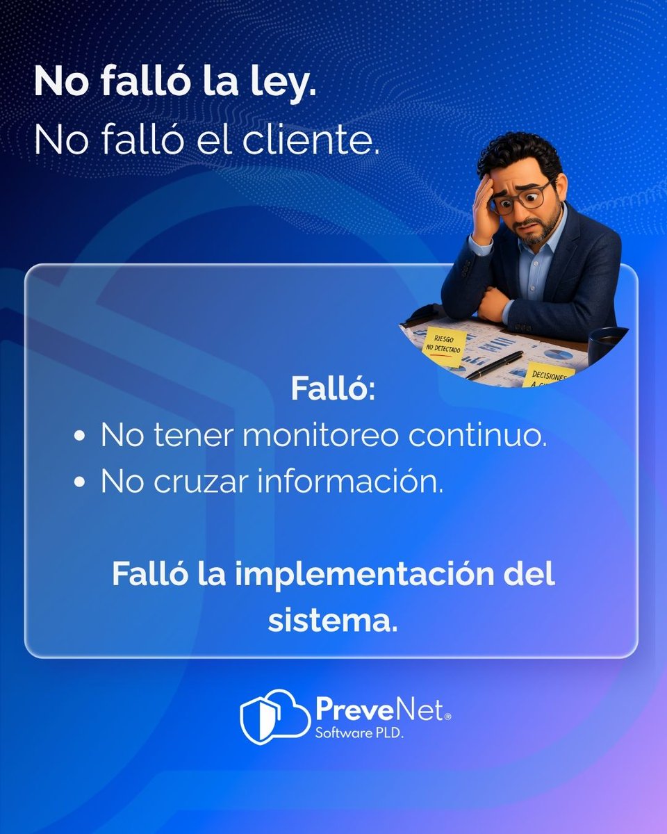 PreveNetMexico's tweet photo. En cumplimiento PLD: la evaluación inicial no es suficiente.
El verdadero control está en el monitoreo continuo.
Deja de evaluar una vez y empieza a monitorear desde hoy con PreveNet.

Visita nuestro sitio web y solicita tu demo → https://t.co/WROVAuV8MY

#PreveNet  #listaspep https://t.co/KqW6XshJ6V