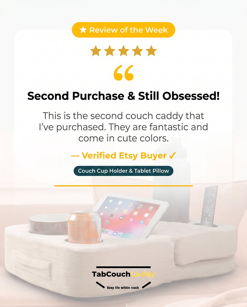 TabCouchCaddy's tweet image. ⭐⭐⭐⭐⭐ "This is my second couch caddy....!" — Verified Buyer.

That says everything. 🙌

🎁 Get yours: tabcouchcaddy.com

#TabCouchCaddy #ReviewOfTheWeek #CouchCupHolder #CustomerLove