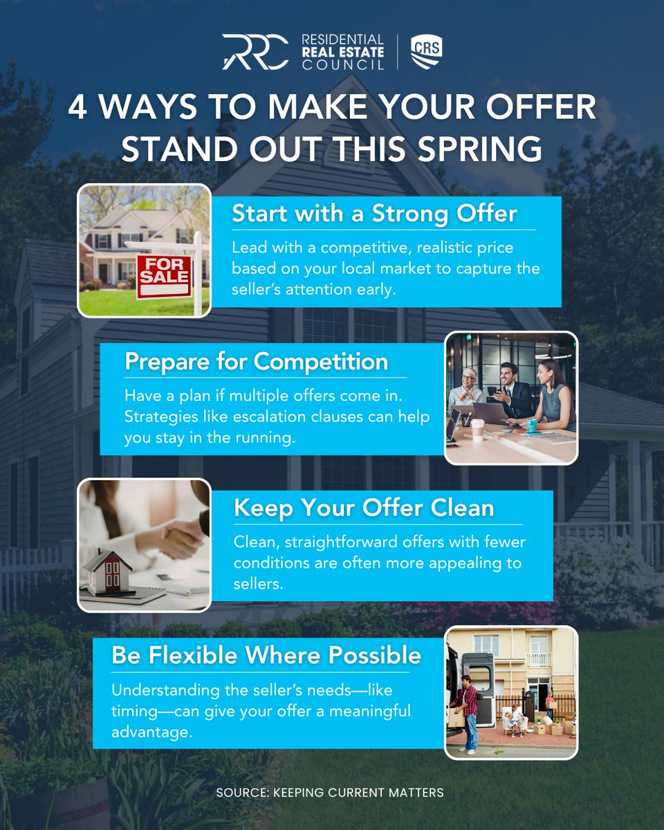 ThisIsRRC's tweet image. Spring is one of the busiest times to buy, but the right strategy can help your buyers stand out &amp;amp; compete with confidence.🌷🏡 Share these insights with your clients &amp;amp; tell us, what are your tips for crafting strong offers this season? #Spring #HousingMarket #Homebuyers #Offers