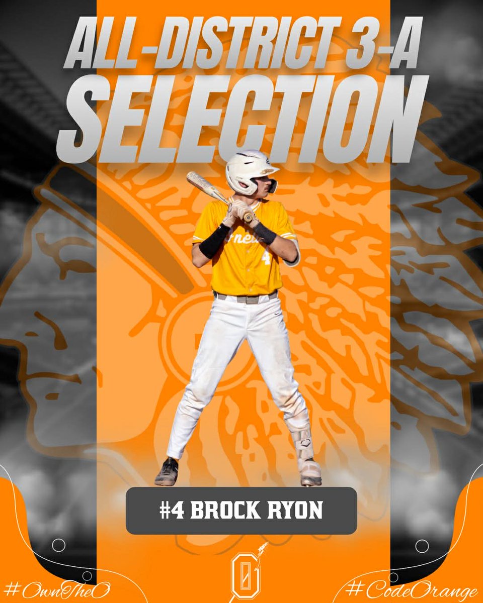 OHSIndiansTN's tweet photo. A special congratulations to our OHS Baseball Indians who were recently named All-District selections for District 3-A! Way to go senior Eli Rector, senior Brock Ryon, and junior Caden Shoemaker! #OwnTheO #CodeOrange https://t.co/9yEjFxDSt5