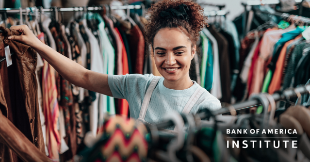 abewtra1111's tweet photo. Demand for circular goods is fueling resale growth, especially for secondhand clothing and luxury items. @BankofAmerica card data shows transactions per household in secondhand apparel growing nine times faster than overall secondhand spending in March. https://t.co/JyUreG3NWy https://t.co/KEBffeybCy