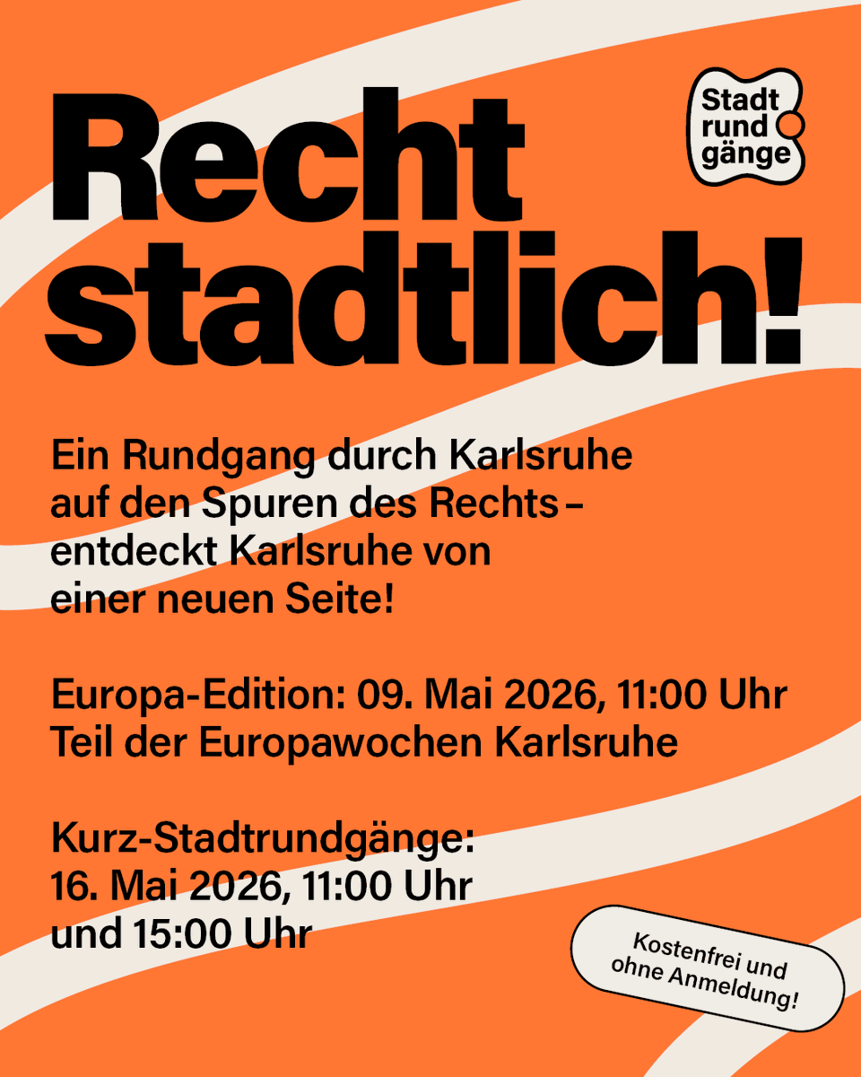 DasForumRecht's tweet photo. 👣⚖️ #Recht entdecken im Mai – in #Karlsruhe und #Leipzig!
💡 Alle Rundgänge sind kostenfrei, barrierearm konzipiert und kommen ohne Anmeldung aus – einfach vorbeikommen!
Folgt uns auf den Spuren des Rechtsstaates und entdeckt eure Stadt neu. 🤝

#LetsTalkAboutRecht https://t.co/fPDUcd5I7M