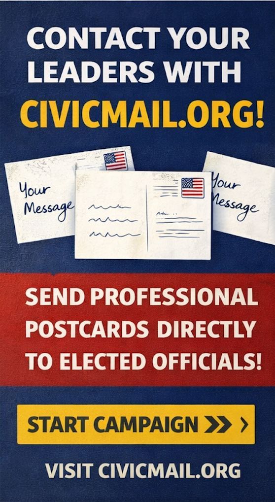 CivicMail's tweet image. Are you in? civicmail.org 

#advocacy #politics #government #usa #America #News #change #activism #BreakingNews #ICYMI #civicmail #petitions #actions #petition #political #policy #progessive