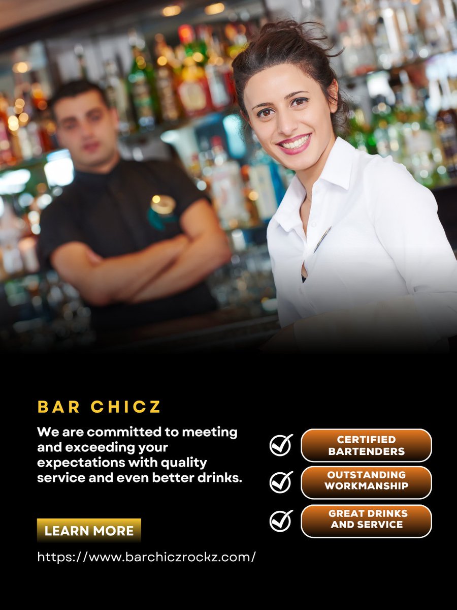 BarChicz's tweet photo. Great events need great bartenders who know how to keep energy high and guests happy. Professionalism and personality go into every pour we serve. Book us today to make your next gathering truly stand out! #Bartenders #GoodTimes 
https://t.co/Nhqd0uMad1 https://t.co/cyyaidQeoN