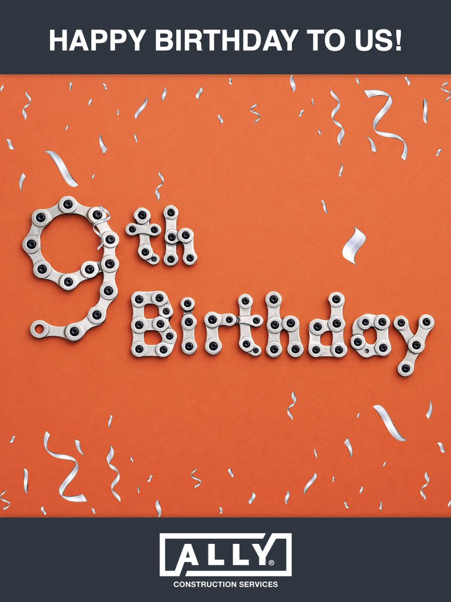 ALLYconstructs's tweet photo. Nine years of building trust, delivering results, and doing the work the right way. Today we’re celebrating ALLY Construction Services’ 9th birthday, and the people, partners, and projects that got us here. Thank you for being part of the journey!

#ALLYConstructionSvcs https://t.co/BM3tSHgekk