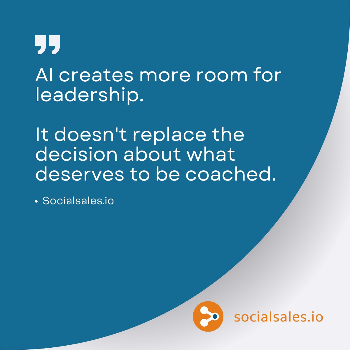 socialsalesio's tweet photo. AI can scale coaching.
 
It cannot replace the decision about what deserves to be coached.
 
That is still a leadership call.

https://t.co/YejX5h9C5O https://t.co/btAJj3pilR
