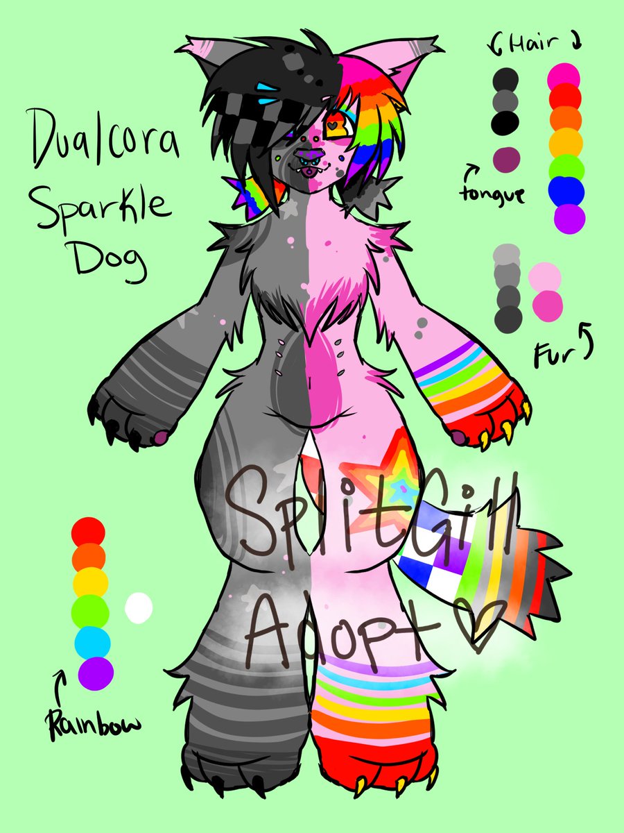 spl1tgill's tweet photo. NEW ADOPT!! Up on of my Ko-Fi!!!! :D
#furry #sparkledog #adopt https://t.co/eNuC8thm9W