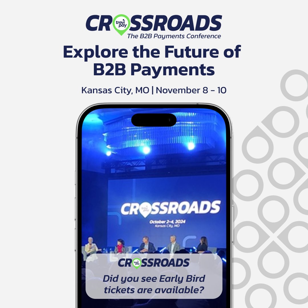 TreviPayXroads's tweet photo. One price. Full access.
TreviPay Crossroads early bird registration includes all sessions, events and your hotel stay for $1,299. Secure your spot before rates increase.
#MeetMeAtCrossroads

https://t.co/apjdq8uM2d https://t.co/7V0HHqC1WU