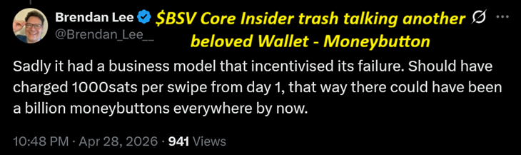 MoonCoinRising's tweet photo. Another BSV Core Troll that hates $BSV Wallets. Yeah, right Brendan - Moneybutton sucked so badly that they paid $Millions to Buy it out & then Kill it. Lately they are going after #ElectrumSVP. I am SICK of attempts to change the way Users choose to use BSV. #KnowItAll Pricks! https://t.co/GbSag08O6L