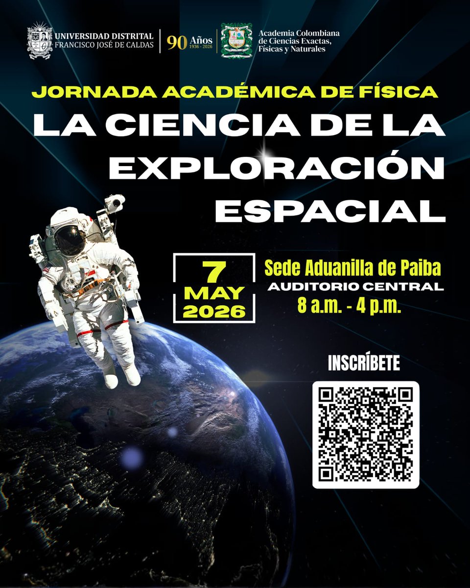 astrosvd's tweet photo. Esta semana en la @udistrital una jornada sobre exploración espacial. A la 1:30 pm mi conferencia "Pasado, presente y futuro del ser humano más allá de la Tierra". https://t.co/YicldyTm8O
