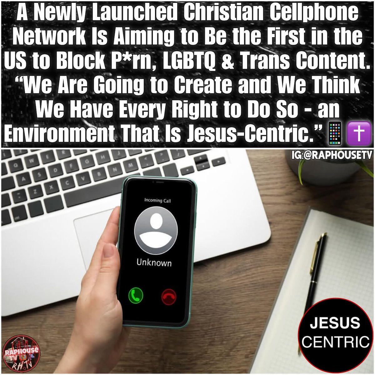 A Newly Launched Christian Cellphone Network Is Aiming to Be the First in the US to Block P*rn, LGBTQ &amp; Trans Content. “We Are Going to Create and We Think We Have Every Right to Do So - an Environment That Is Jesus-Centric.” ✝️📲