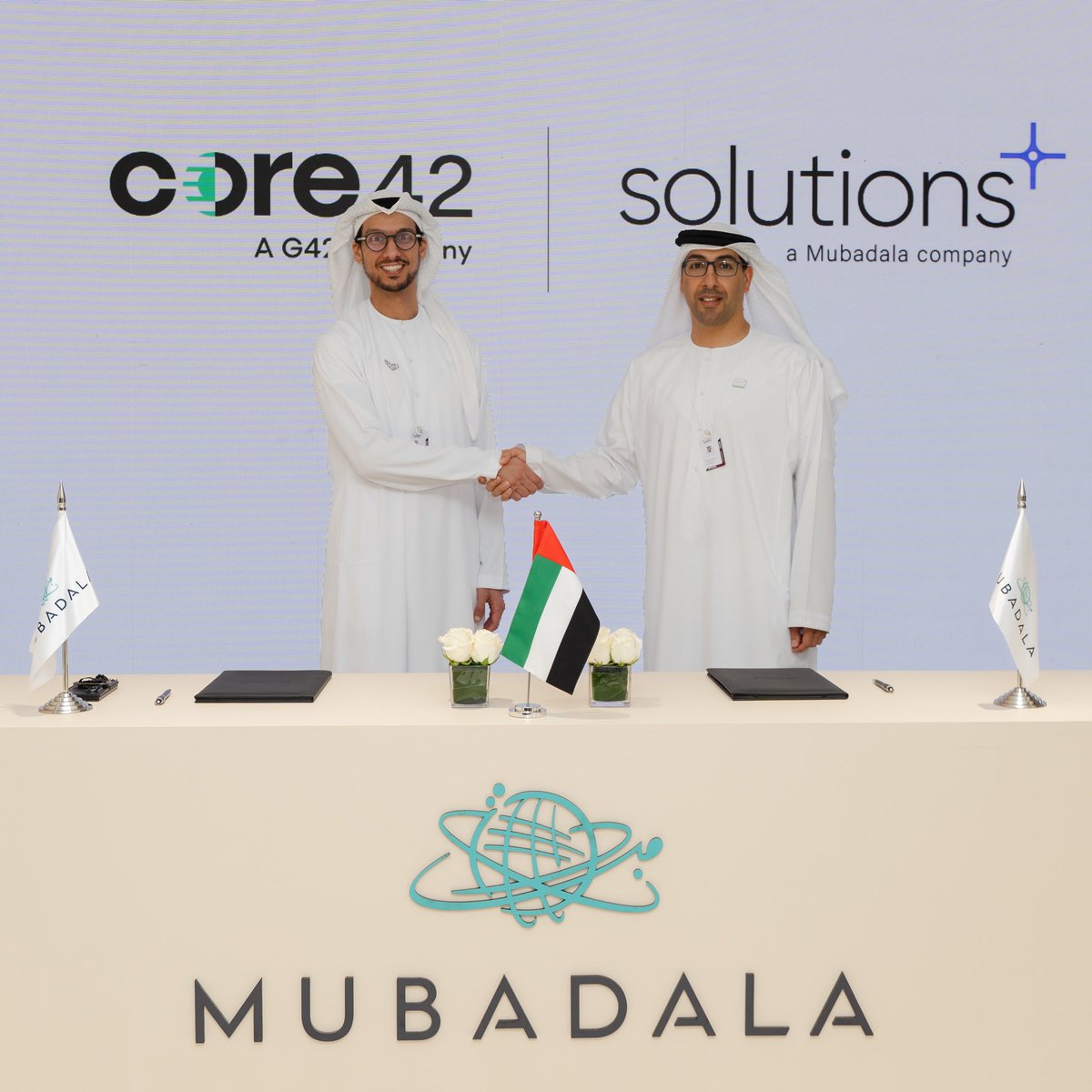 solutionsplusae's tweet photo. Solutions+ and Core42 have signed a strategic partnership at @miiteuae to enable the next phase of sovereign AI and enterprise infrastructure across the UAE. https://t.co/QnnMaUTjD1