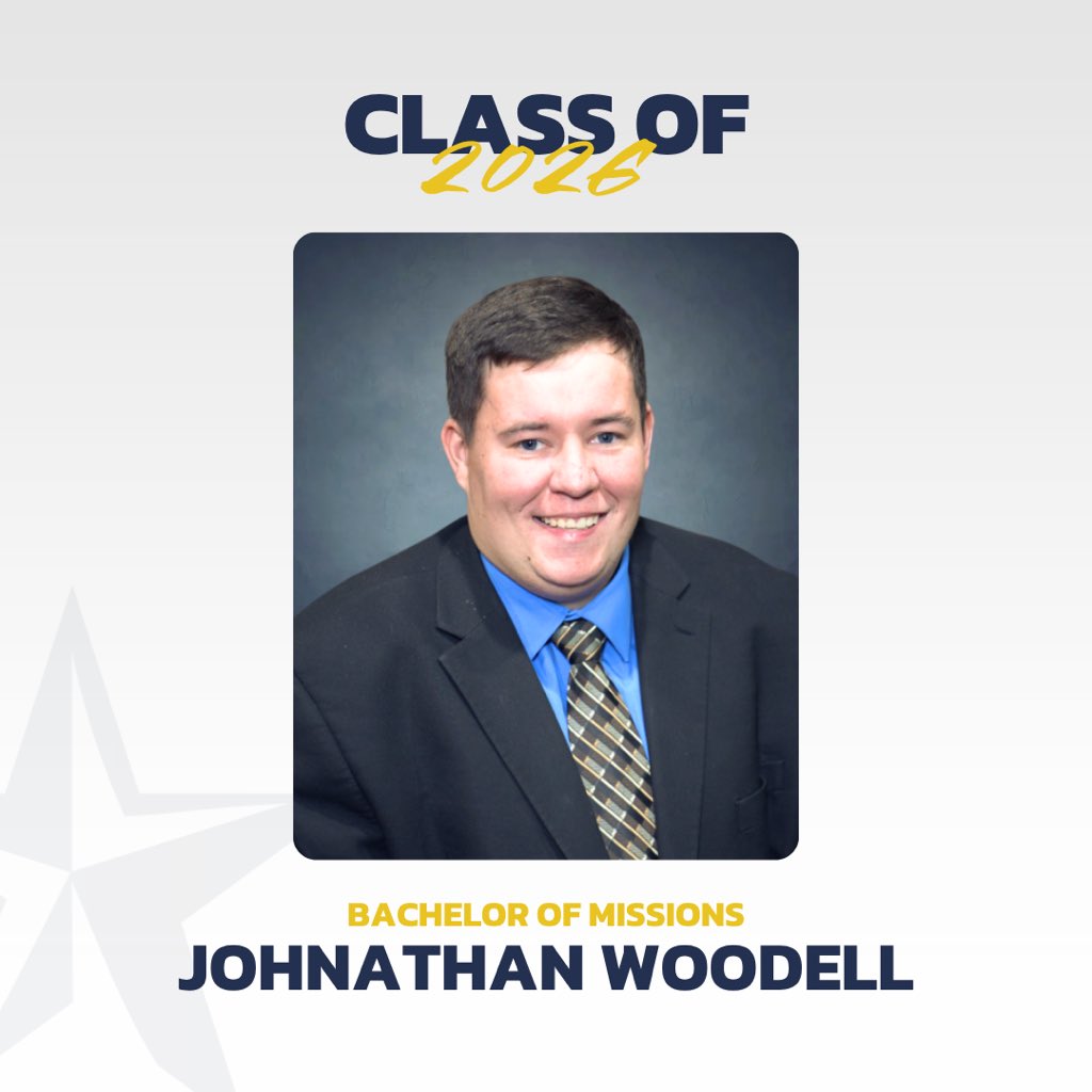 lsbctx's tweet photo. Congratulations to our LSBC Class of 2026! Johnathan Woodell (Calera, OK) will be receiving a Bachelor of Science Degree in Missions! https://t.co/D0YewL9Pvi