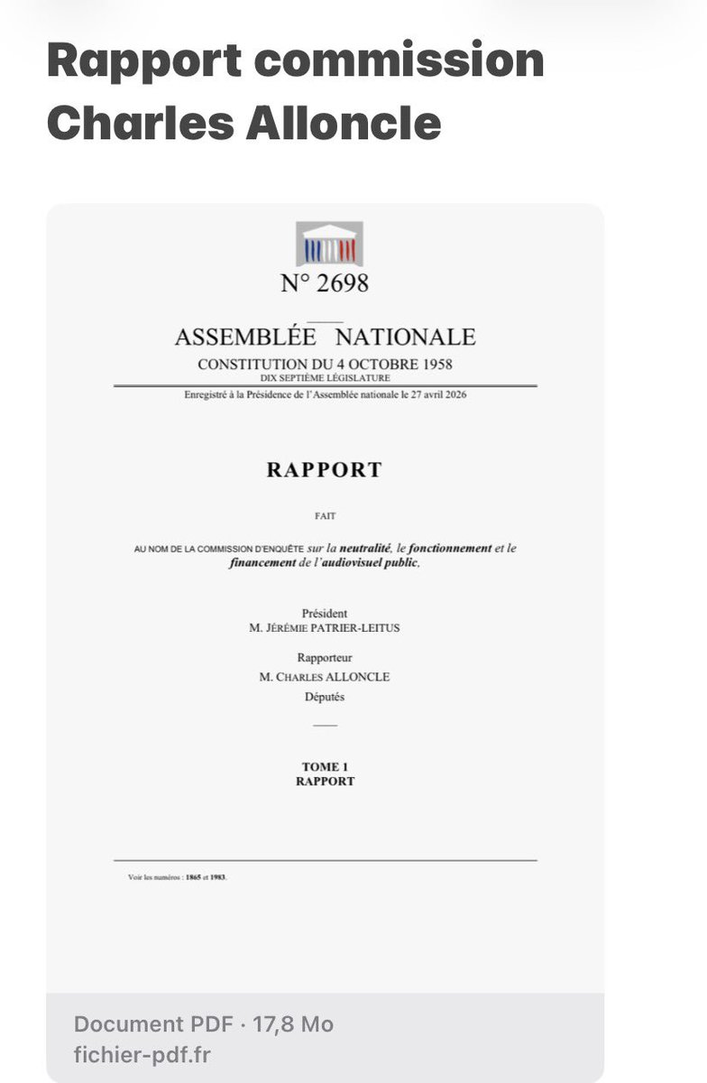 📁RAPPORT DE LA COMMISSION 🚨🇫🇷

#CharlesAlloncle 
Lien : 🔗 fichier-pdf.fr/2026/05/05/ce-…