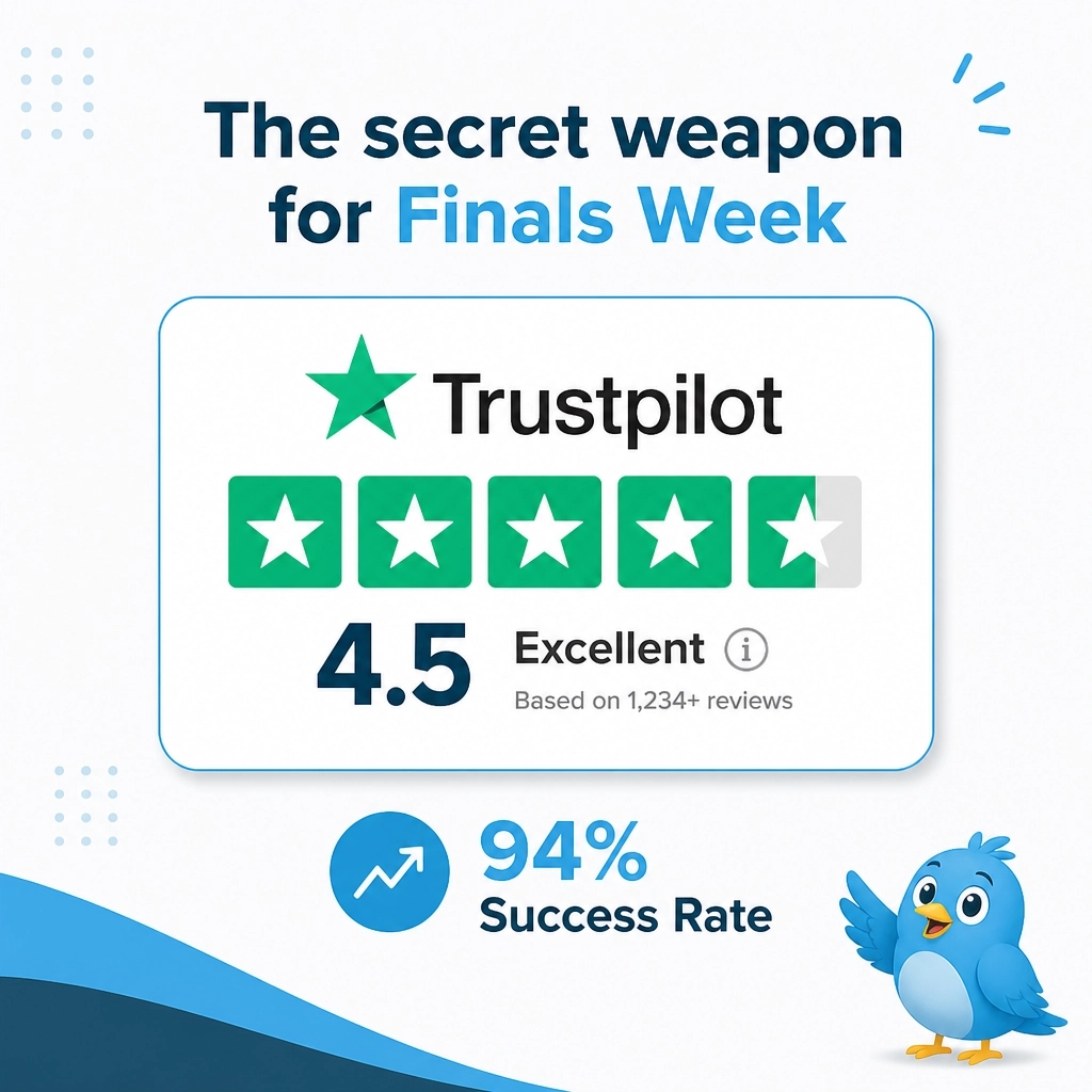 thebrownranger_'s tweet image. Finals week mood: 📉🤯😭

Assignments piling up? 94% success &amp;amp; 4.5 on Trustpilot: we’re the secret weapon you need. 🛡️✨

We "charge like a bird" so you can soar! 🐦

submityourassignments.org | +13466036340. We got you. x

#FinalsWeek #SYA #Trustpilot