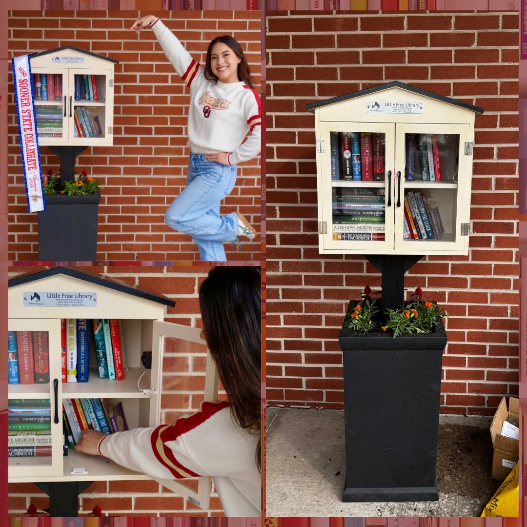 occclibrary's tweet photo. We are so excited to see Elizabeth Frisk, 2026's Miss Sooner State Collegiate, introduce OCCC's first Little Free Library.

Stop by the library drop off lane to visit the brand new little library or visit https://t.co/rpI32FEjHJ to learn more about Free Little Library projects. https://t.co/Pi39FIVkbw
