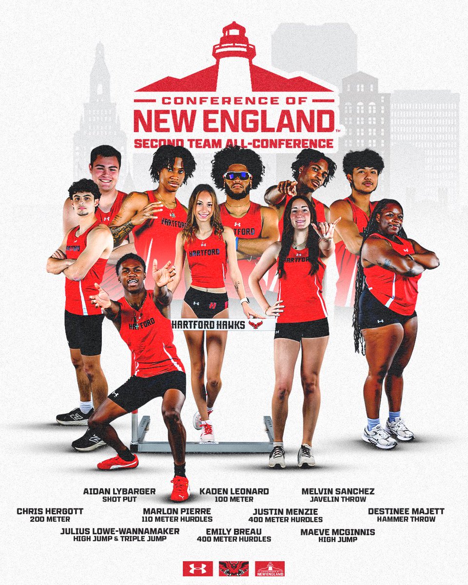 HartfordHawks's tweet photo. All-CNE Hawks

Congratulations to All Our All-Conference Hawks On the Track &amp; Field Team! 

#HawkPride https://t.co/ZiCATMkQoO