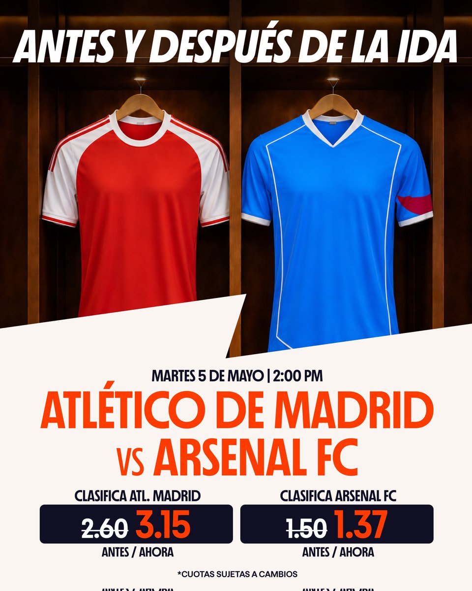 betano_colombia's tweet photo. ¿Sorpresas? 👀⚽
Así se muestran las cuotas antes y después de la ida.
#Champions #Cuota #Europa #ConfiaBetano https://t.co/S7bZPvUBzh
