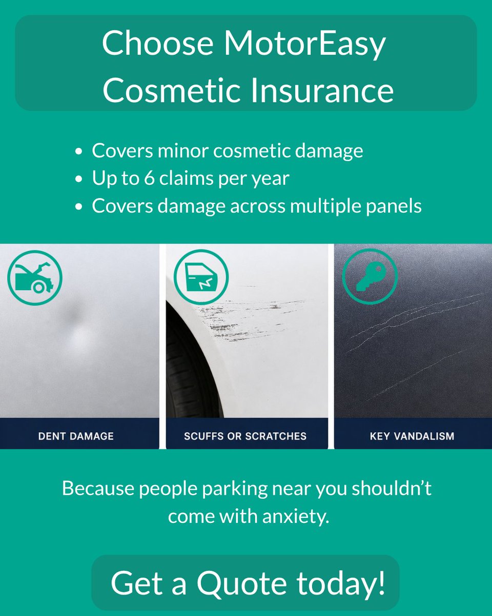 motoreasy's tweet photo. Worried you'll come back to your car and find damage? 

With Cosmetic Insurance, those scuffs, scratches and dents can be sorted using SMART repairs - quick, cost-effective fixes that keep your car looking its best.

Get a quote today - https://t.co/rNRLnJgbJk https://t.co/Zh9JTTE5Z4