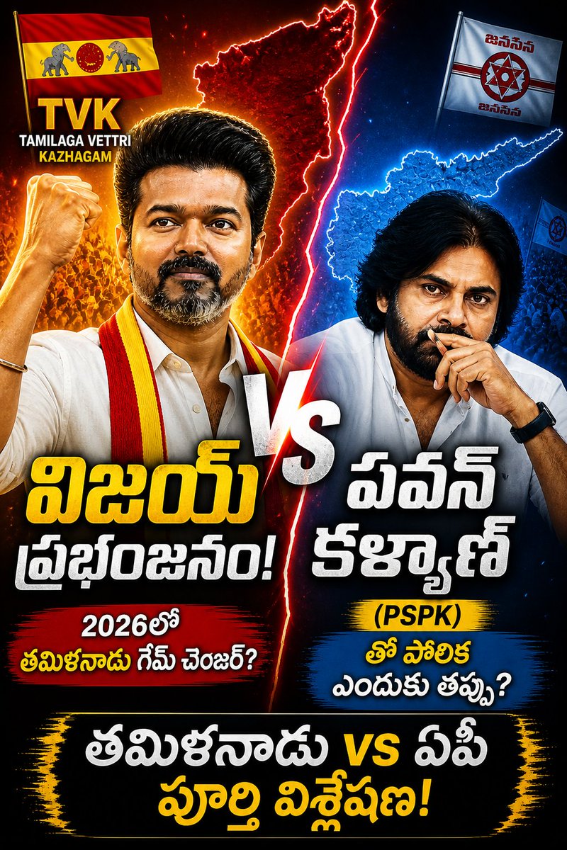 JAFFAA410848's tweet image. ఏపీ vs తమిళనాడు 
విజయ్‌ను PSPKతో పోల్చలేం
 ఎందుకంటే
తమిళనాడులో లీడర్‌షిప్ వాక్యూమ్ ఉంది. కానీ ఏపీలో CBN అనుభవం YS జగన్ లెగసీ అనే బలమైన గోడలు ఉన్నాయి తమిళనాడులో బాష ప్రాధాన్యత ఇస్తే ఏపీలో రాజకీయ సమీకరణాలు వేరుగా ఉంటాయి
#VijayTVK #PawanKalyan #APPolitics #Analysis #TamilNadu2026