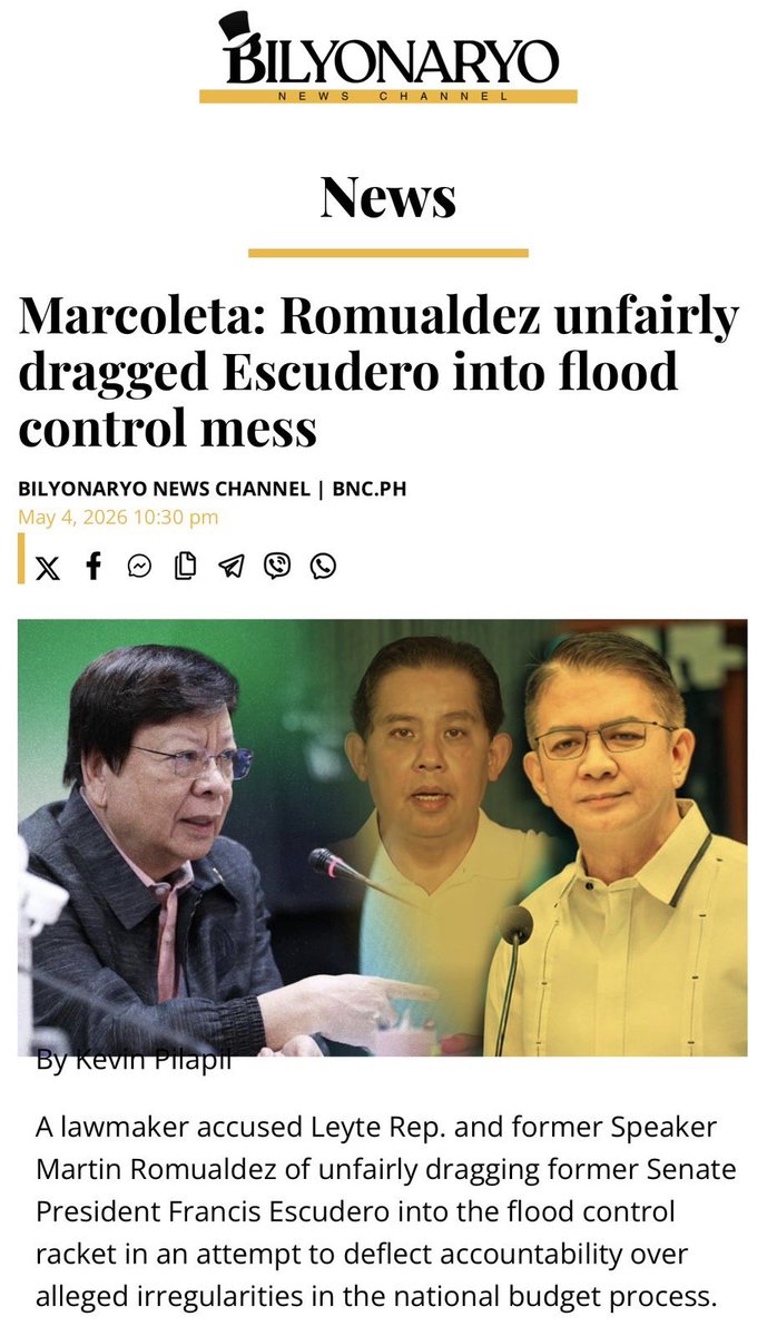 Marcoleta’s defense here is such a *trapo* move! 

It is a total selective outrage to shield his allies. 

By crying "unfair" for Chiz Escudero, he’s just trying to nake his side look "moral." 

It’s a classic distraction from the ₱500 billion flood control mess. 

He’s not