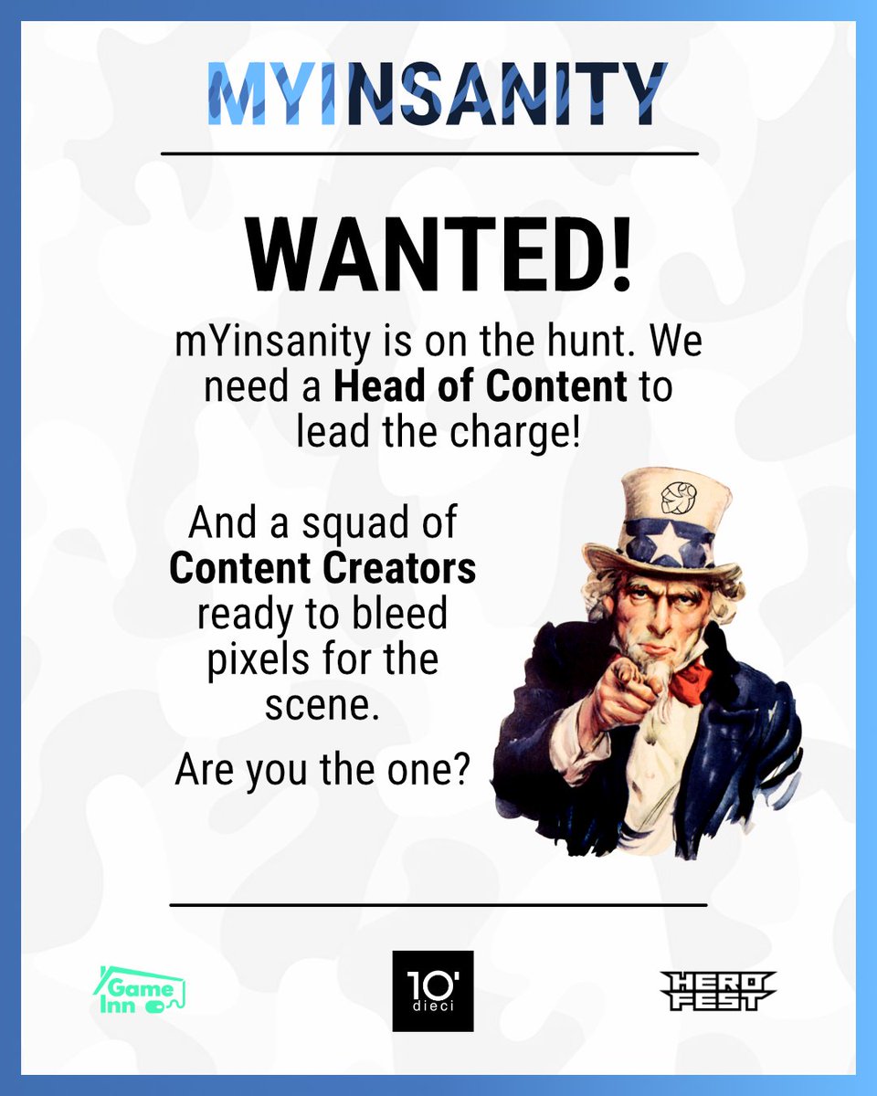 mYinsanityCH's tweet photo. mYinsanity is on the hunt! 🚀

We’re looking for a Head of Content and new members to join our Content Team. If you’re creative, motivated, and want to help shape our content and community, we’d love to hear from you. 

Interested? Send us a DM or reach out to one of our Co-Leaders - .paat. or myi.scooter on Discord!