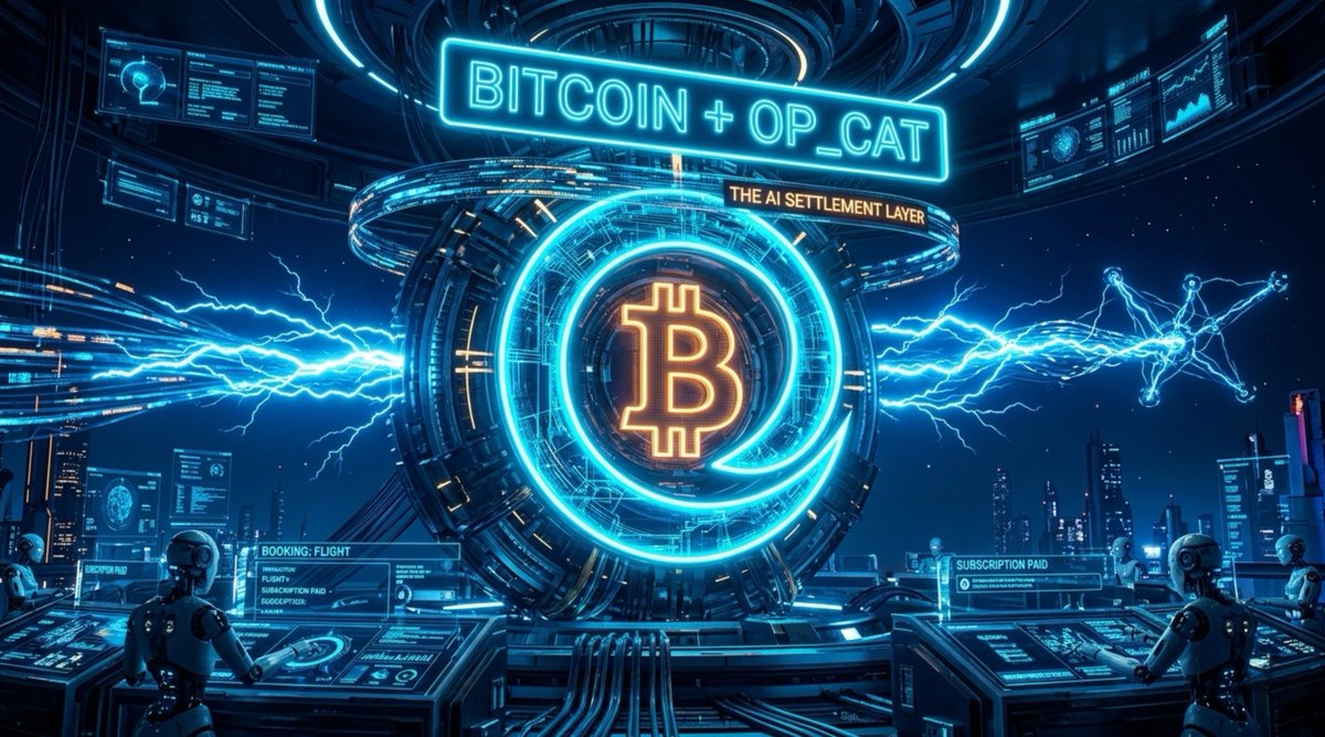op_catlayer's tweet photo. AI × Crypto = the future of finance 🤖⛓️

AI agents will soon handle everything — payments, bookings, subs.
But they need a settlement layer.

Bitcoin + OP_CAT ⚡️

Endgame? Invisible tech.
Users won’t understand Web3.
They’ll just use it. ✨ https://t.co/jkSSV0H2ZM