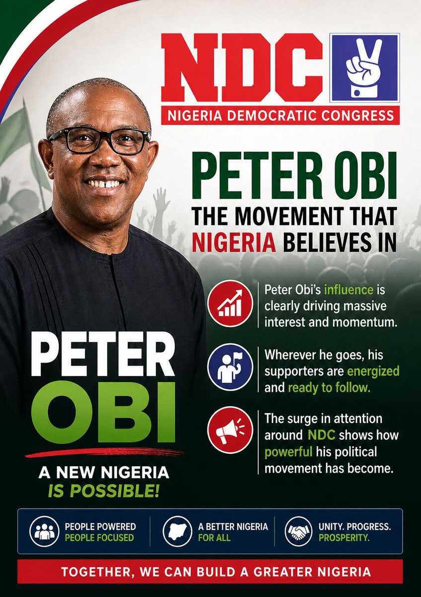 virtuous_ng's tweet photo. Peter Obi’s influence is clearly driving massive interest and momentum. Wherever he goes, his supporters are energized and ready to follow. The surge in attention around NDC shows how powerful his political movement has become. 

#ObiKwankwaso #GiveUsPeterObi https://t.co/SNhuW7mzel