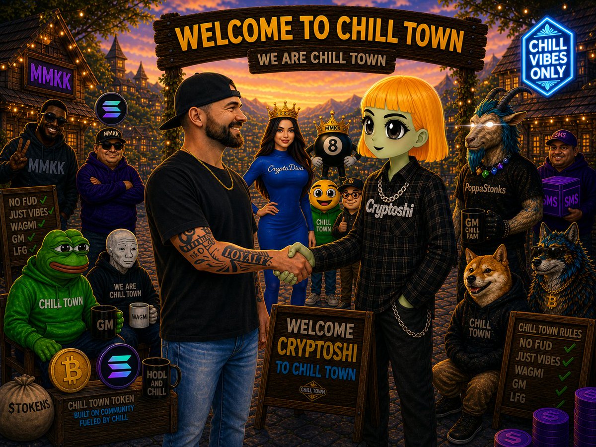 I am happy to announced $ChillTown has partnered with legend <a href="/0xCryptoshi/">Cryptoshi</a> to take us to the next level! We welcome everyone to Chill Town where the goal is to chill, hold, &amp; sell responsibly so we can make that run to millions! More exciting announcements coming soon! We are just