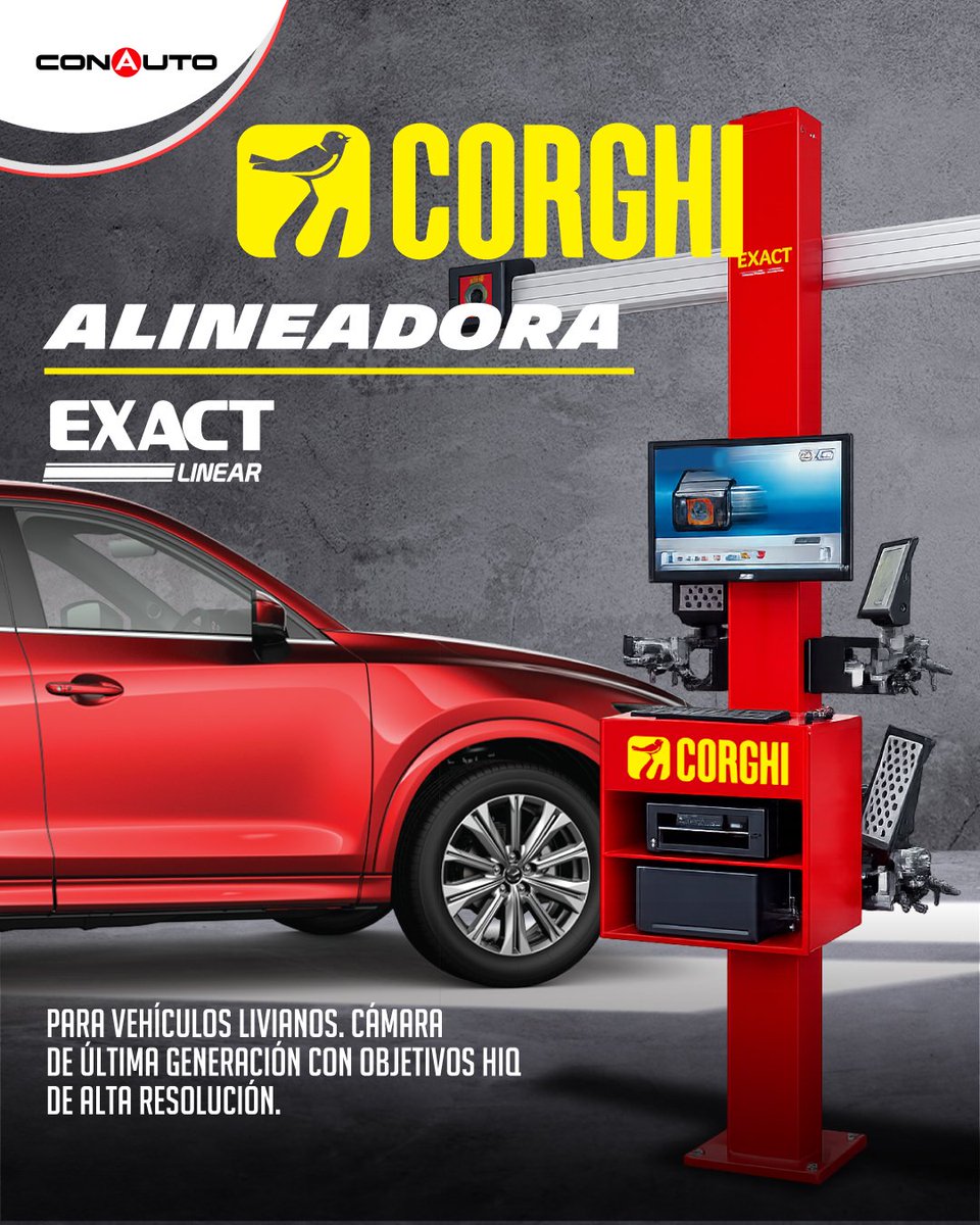 ConautoEC's tweet photo. Precisión y tecnología para tu taller. 🚗🔧

La alineadora Corghi Exact Linear cuenta con cámara de última generación y objetivos HIQ de alta resolución, ideal para vehículos livianos.

En Conauto impulsamos talleres más eficientes y profesionales.

#Conauto #Corghi https://t.co/o7Y8EFZW9s