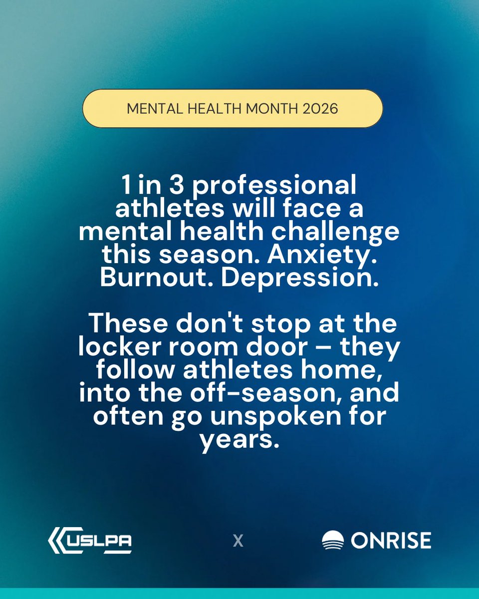 USLPlayers's tweet photo. We talk about the wins and the grind. Not what’s behind it.

We’re all human. Anxiety, burnout, depression don’t clock out when the day ends. They follow us home, often unspoken.

This May, we’re changing that. 
@OnRiseCare — built by athletes, for everyone. https://t.co/MEHAD9G7Yf